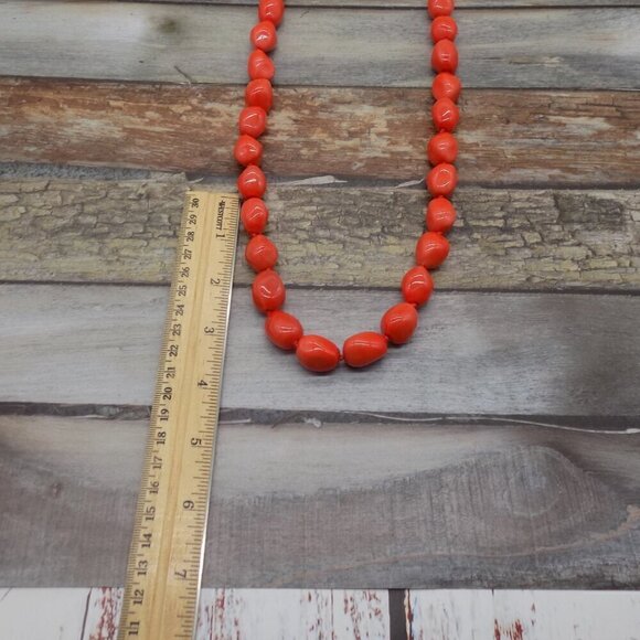 Vintage Jules Reid Chunky Necklace Toggle Heavy Orange Glass Beads - Picture 6 of 8